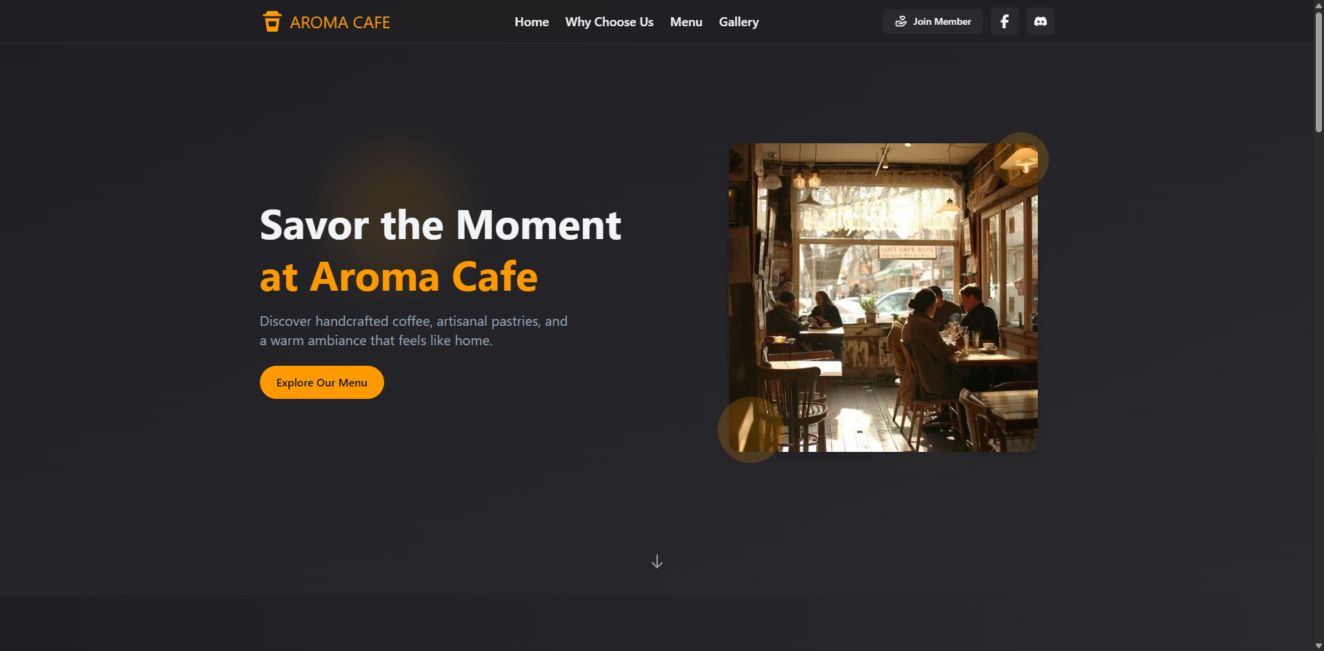 Aroma Cafe - Landing Page